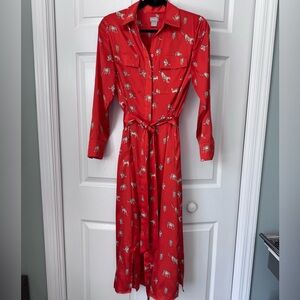Chicos Orange/Ted Cheetah Printed Shirt Dress